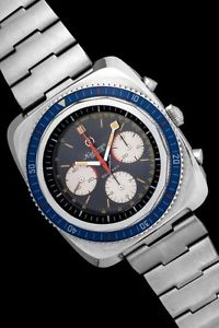 VINTAGE MENS FAVRE-LEUBA SEA SKY CHRONOGRAPH VALJOUX 72 NEW OLD STOCK DIVER