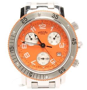 HERMES Clipper Diver CL2.916 Chrono SS Orange Quartz Watch Body Only FS EC #0726