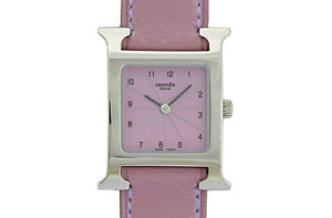 Pre-Owned/Never Used HERMES H SS/Leather Light Purple Women's Watch HH1.210, MR