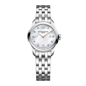 NEW BAUME ET MERCIER CLIFTON 10176 SWISS QUARTZ ROSE GOLD DIAMOND LADIES WATCH
