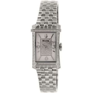 Bulova 96R188 Womens White Dial Analog Quartz Watch with Stainless Steel Strap
