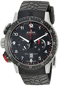 Edox Men's 10305 3NR NR Chronorally Stainless Steel Watch With Black Rubb... New
