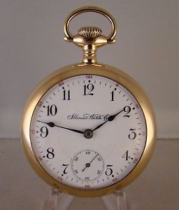 ANTIQUE ILLINOIS BUNN SPECIAL EXTRA 21j 10kGOLD FILLED OPEN FACE RR POCKET WATCH