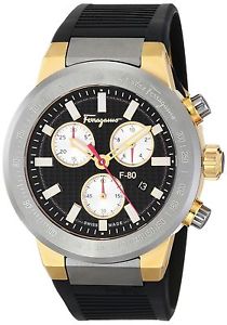 Salvatore Ferragamo Men's F55020014 F-80 Analog Display Quartz Black Watch New