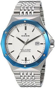 Edox Men's 53005 3BUM AIN Delfin Analog Display Swiss Quartz Silver Watch New