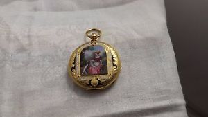 Antique Victorian 18 kt. Gold Enamel Pocket Watch Case..  C.1840   Very Rare