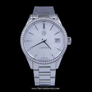 Ladies Tag Carrera Watch 32mm White Pearl Face & Diamond Bezel