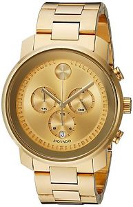 Movado Men's 3600278 Gold-Tone Chronograph Watch New