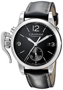 Graham Men's 2CXAS.B02A Chronofighter Stainless Steel Watch with Black Le... New