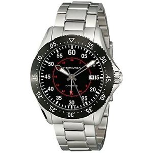 Hamilton H76755135 Mens Black Dial Automatic Watch with Stainless Steel Strap