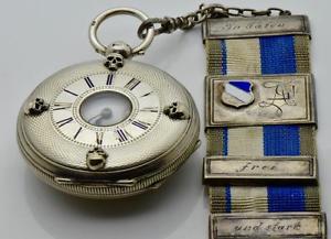 Rare 19th C Victorian Doctors Memento Mori Skull silver half hunter pocket watch