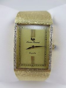 Vintage LUCIEN PICCARD 14kt Solid Yellow Gold Men's Watch  Diamond Bezel 54.9G