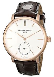 Frederique Constant Men's 'Slim Line' Silver Dial Rose Goldtone Swiss Aut... New