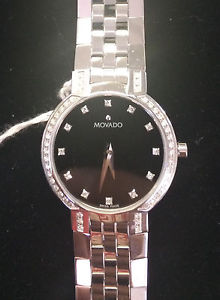 Movado Women's "Faceto" Stainless Steel Watch with Diamonds 605586