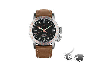 Glycine Airman 17 Automatic Watch, Purist 24h, Black, GL 293, Leather Strap