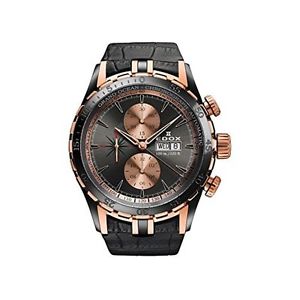 Edox 01121 357RN GIR Mens Grey Dial Analog Automatic Watch with Leather Strap