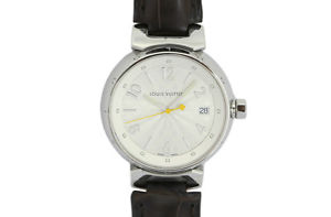 Pre-Owned Louis Vuitton Tambour Hologram SS/Leather Women's Wristwatch Q1313,MR