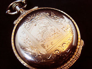 Elgin BW Raymond 18s 14k Gold Railroad Pocket Watch Hunter Case Lever Set 1881
