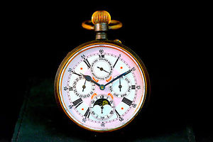 ◊•◊ GOLIATH MOONPHASE DATE, DAY & MONTH CALENDAR COMPLICATION POCKET WATCH ◊•◊