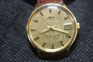 VINTAGE RARE MIDO SOLID 18K GOLD OCEAN STAR CHRONOMETER POWER WIND  WRISTWATCH