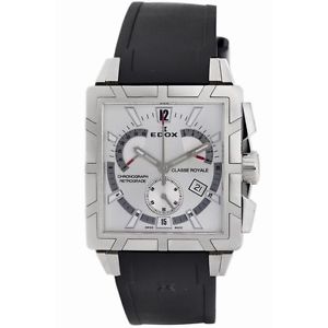 Edox 01504 3 AIN Mens Silver Dial Analog Quartz Watch with Rubber Strap