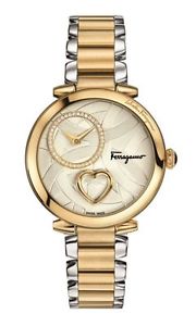 Ferragamo Women's FE2080016 CUORE Diamonds Silver Dial Two-Tone Steel Wristwatch