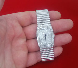 Vintage Bueche Girod Diamond Pave 18K White Gold Mechanical Wach Excellent Cond