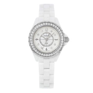 AUCTION Chanel J12 H2572 Ceramic & Diamonds Quartz Ladies Watch