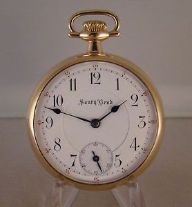 ANTIQUE SOUTH BEND "THE STUDEBAKER" 21j 10k GOLD FILLED OF RAILROAD POCKET WATCH