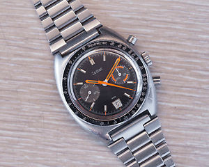 Vintage Zodiac Orange Boy Chronograph w/ Original Band! Serviced Valjoux 7734!