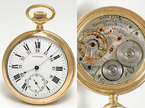 Rare Antique High Grade 17 Jewel Canadian Railroad Pocket Watch by Waltham c1906