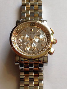 MICHELE  STAINLESS SPORT SAIL MIRROR 2 TONE CHRONO  DIAMOND  WATCH MWW01C000132
