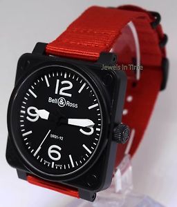 Bell & Ross Instrument Black Mens Watch Box/Papers +  EXTRA STRAPS  BR01-92-S