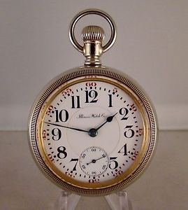 ANTIQUE ILLINOIS BUNN SPECIAL 24j OPEN FACE SIZE SIZE 18s RAILROAD POCKET WATCH