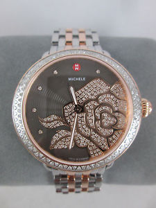 Michele Serein Two Tone Rose Gold Cocoa Diamond Watch MW21A01D2073 Refurbished