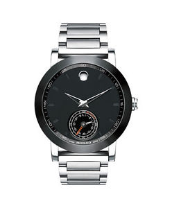 *BRAND NEW* Movado Men's Black Dial Silver-Tone Watch 0660001
