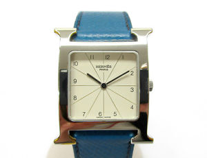 Pre-Owned Hermes H Watch SS/Leather Sapphire Men's Quartz Wristwatch HH1.510,MR