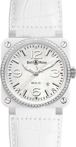 BR-03-92-WHITE-CERAMIC-DIAMOND-LS | NEW BELL & ROSS AVIATION AUTOMATIC WATCH