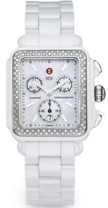 MICHELE Deco Diamond Ceramic White Braclet Strap  MWW06F000002 EUC In Box