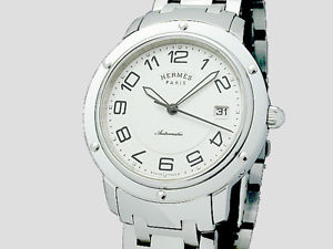 Pre-Owned Hermes Clipper All SS White Dial Men's Automatic Wristwatch CP2.810,MR