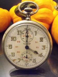 WWl F.A.Löbner Berlin Reichsmarine Weimar Silver Pocket Watch Chronograph German