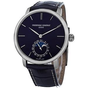 FREDERIQUE CONSTANT SLIM LINE MOONPHASE FC705N4S6 GENTS BLUE LEATHER 42MM WATCH