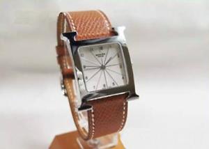 Pre-Owned Hermes H Watch SS/Leather White Dial Mens Quartz Wristwatch HH1.510,MR