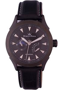 Yonger Men's YBH 8330-13 Automatic Power-Reserve Moon Phase Black Leather Watch