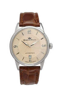 Yonger & Bresson Men's YBH 8343-05 La Boissière Automatic Brown Leather  Watch