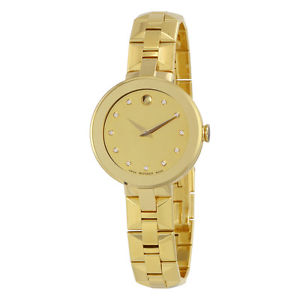 Movado Sapphire Gold Diamond Dial Ladies Watch 0606912