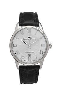 Yonger & Bresson Men's YBH 8343-22 La Boissière Automatic Black Leather Watch