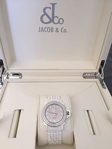 Jacob & Co Womens White Ceramic Diamond Watch