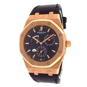 Audemars Piguet Royal Oak Dual Time 26120OR.OO.D002CR.01 18k Rose Gold Leather A