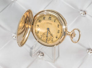 585er J.Assman Glashütte Taschenuhr Savonette 14kt - 3 Deckel + Gehäuse Gold